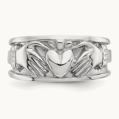 Claddagh Band, 14K White Gold