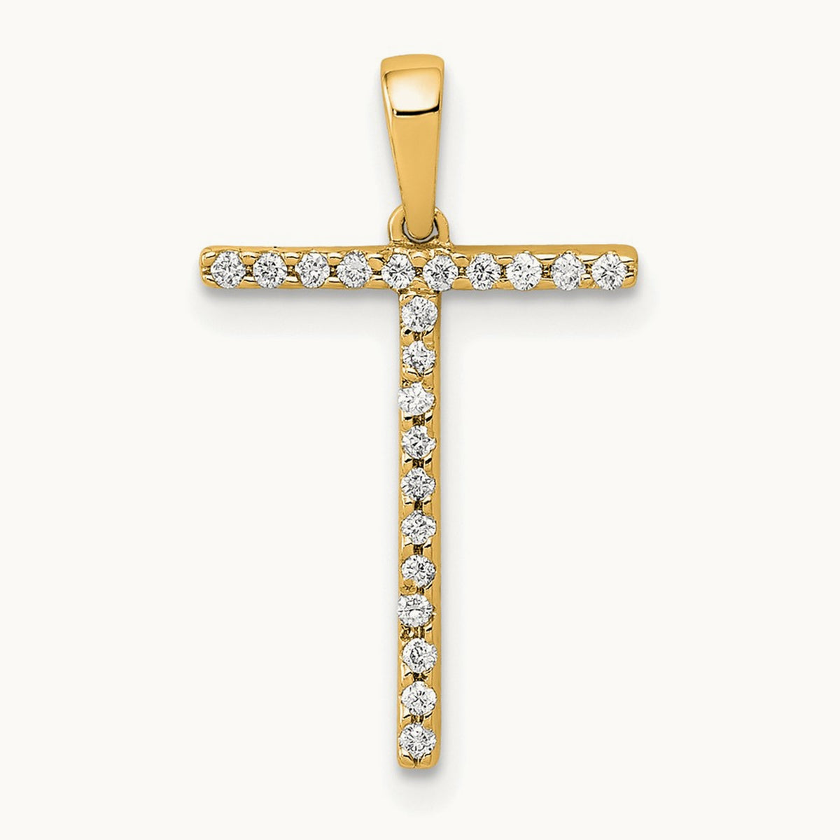 Diamond Letter T Initial Pendant, 14K