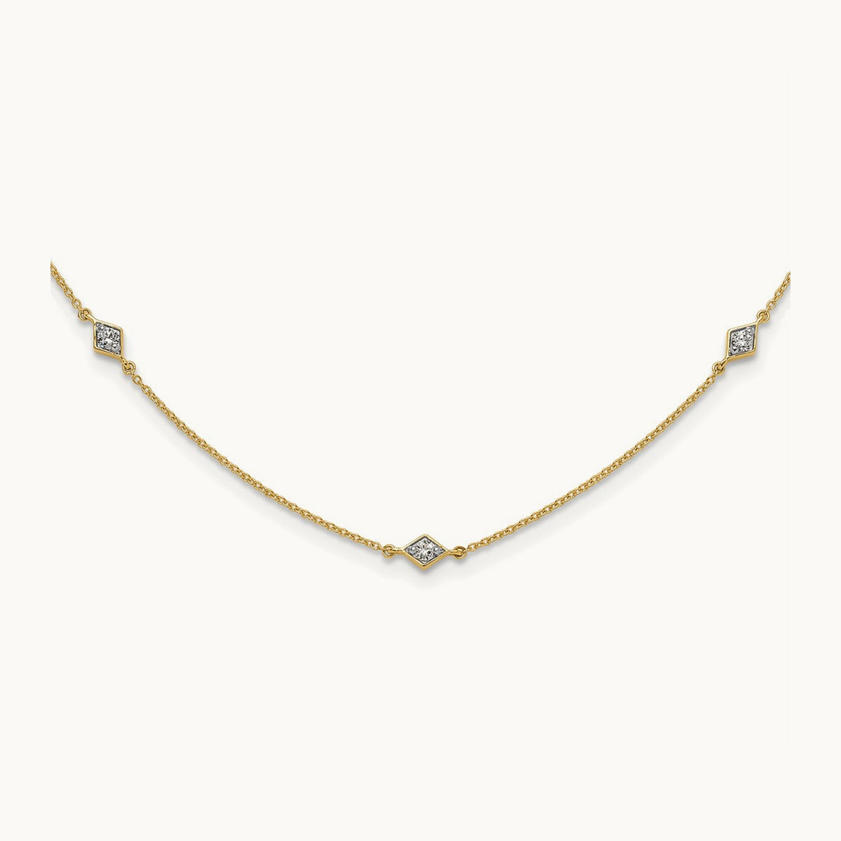 Diamond Multi Station Necklace — 14K Yellow Gold