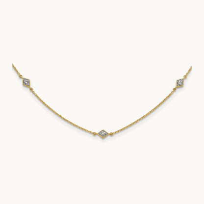 Diamond Multi Station Necklace — 14K Yellow Gold