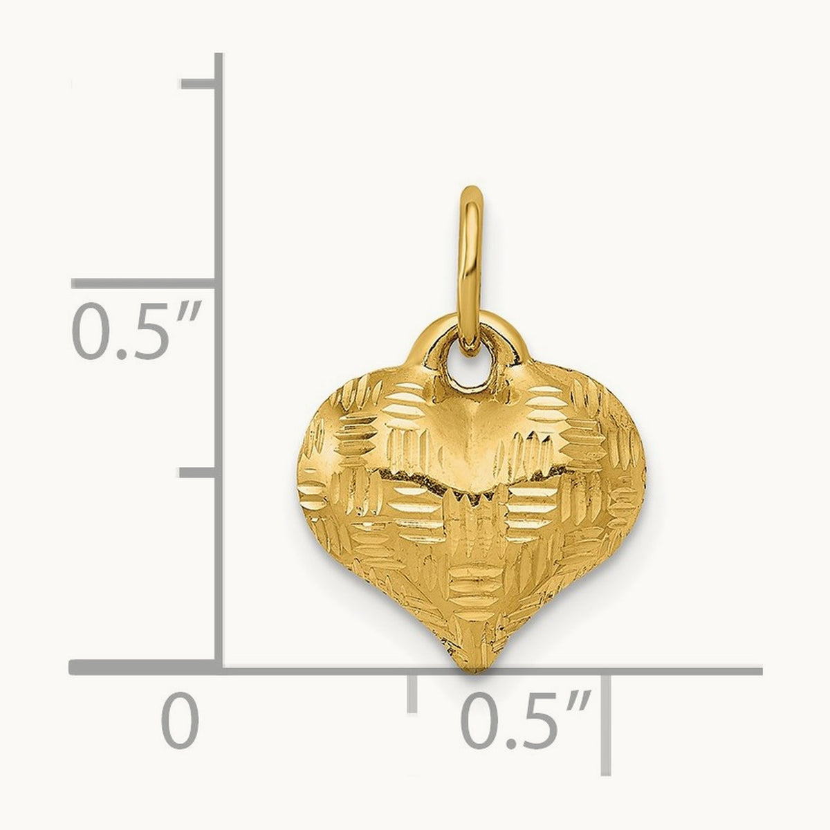 Polished Basket Weave Pattern 3-D Heart Pendant — 11mm
