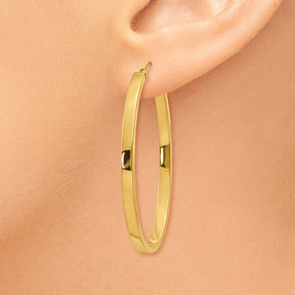Polished Oval Hoop Earrings — 3mm