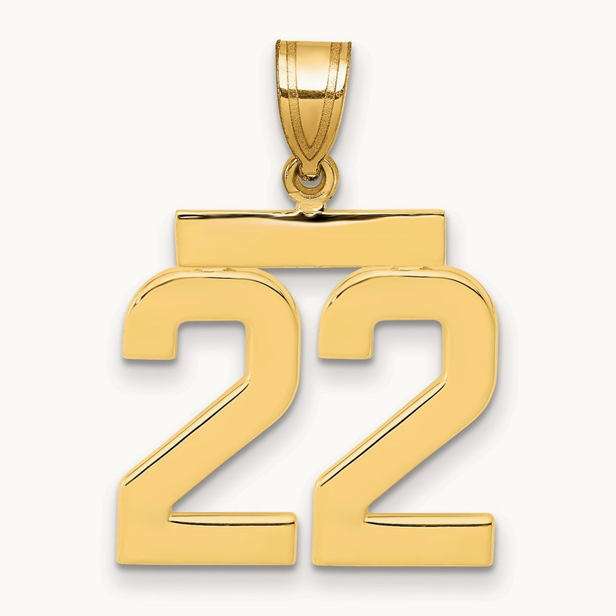 Medium Polished Number 22 Charm, 14K