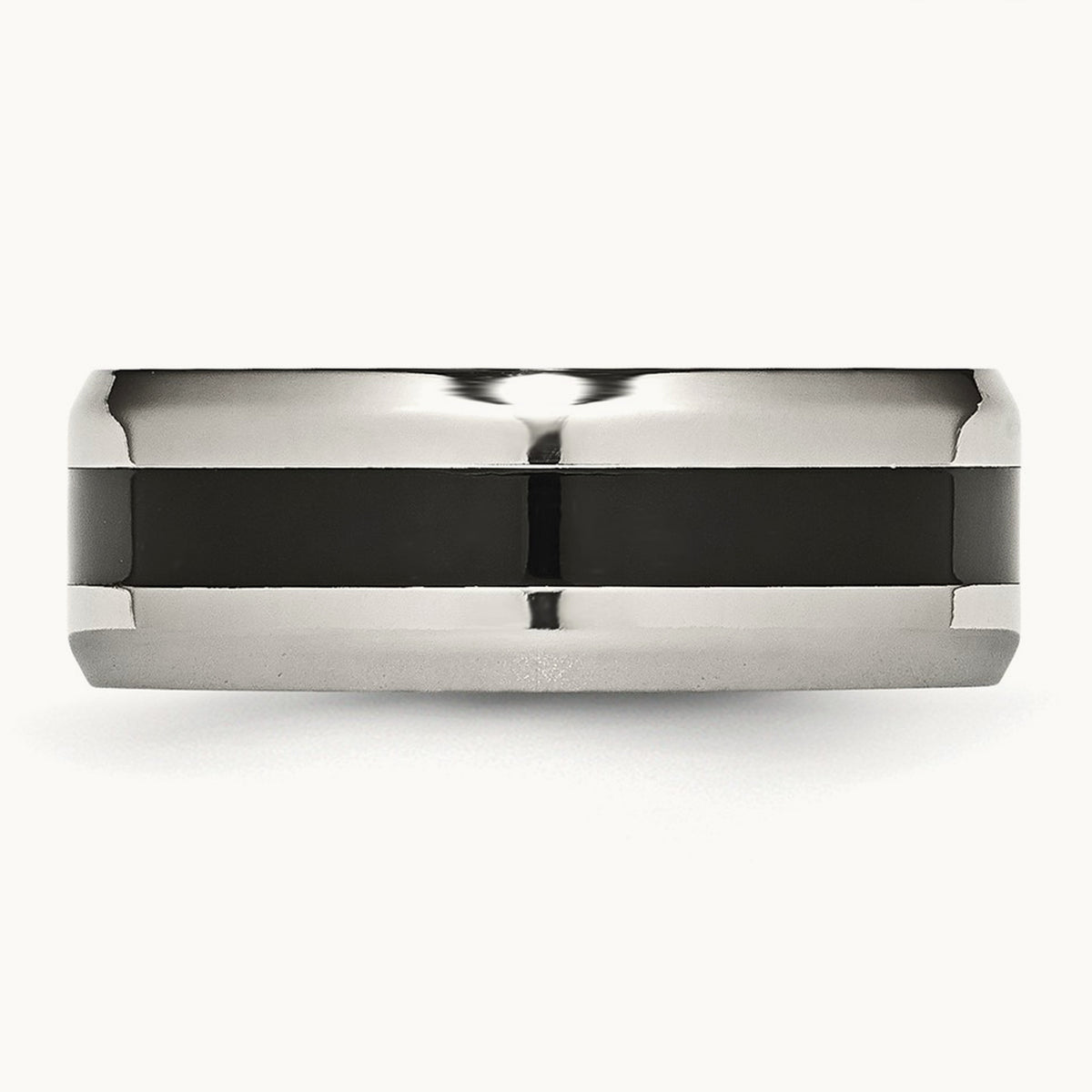 Polished Black Enamel Beveled Edge Band — photo set (2)