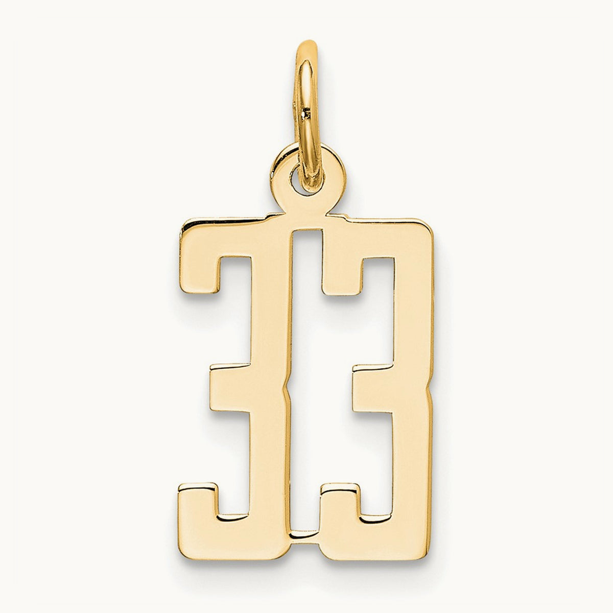 Small Elongated Number 33 Charm, 14K