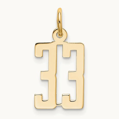 Small Elongated Number 33 Charm, 14K