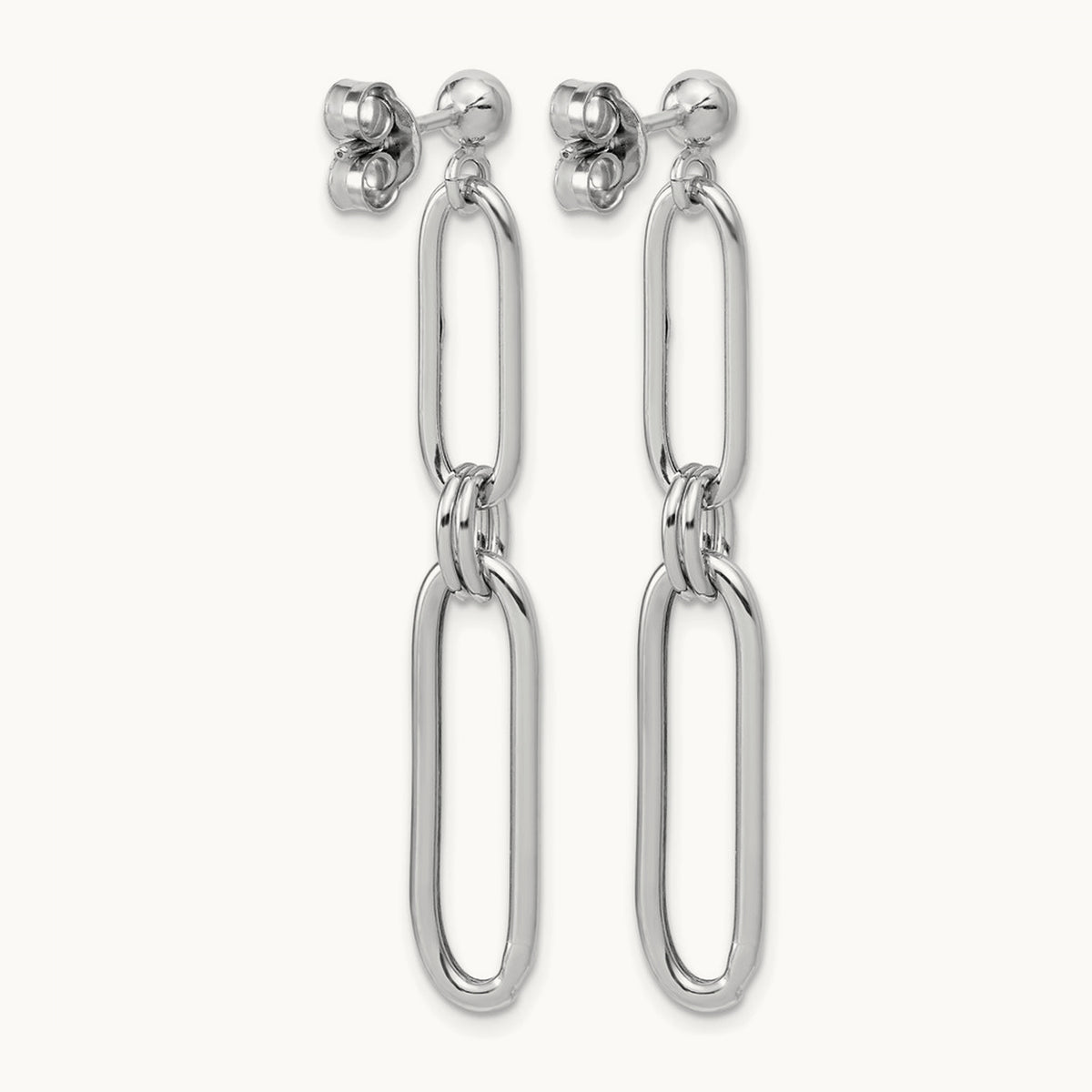 RH-plt Polish Paperclip Link Dangle Post Earrings, Sterling Silver — Leslie's