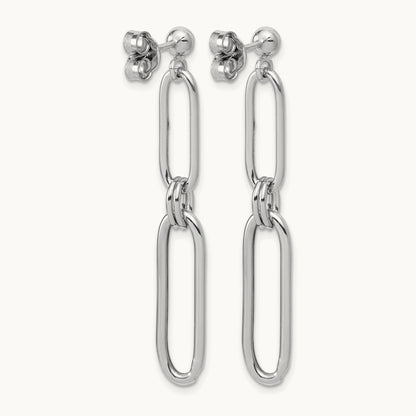 RH-plt Polish Paperclip Link Dangle Post Earrings, Sterling Silver — Leslie's