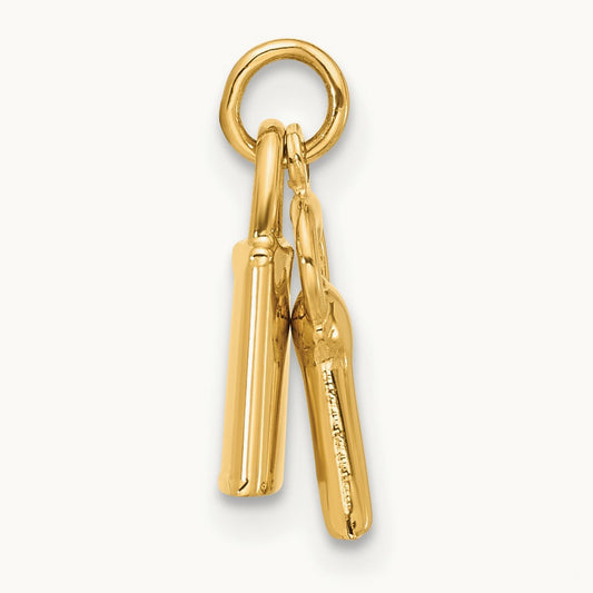 Polished Lock and Key Pendant, 14K