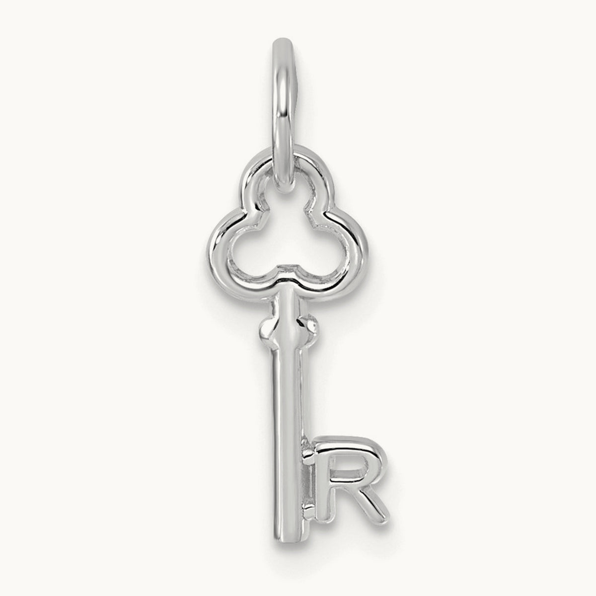 Key Initial Charm — 14K White Gold, R