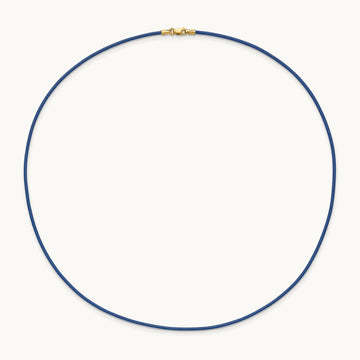 18in Royal Blue Leather Cord Necklace, 1.5mm, 14K