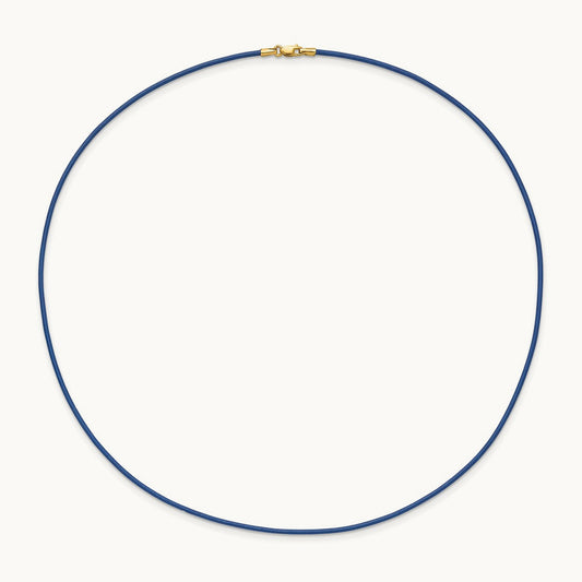 18in Royal Blue Leather Cord Necklace, 1.5mm, 14K