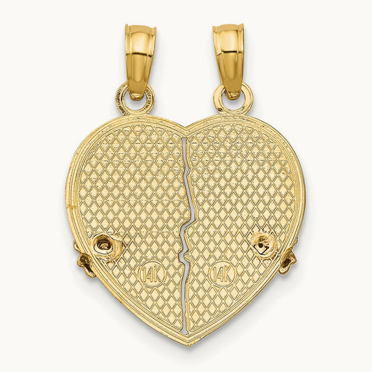BIG SIS-LIL SIS Break-apart Heart Charm, 14K Two-tone