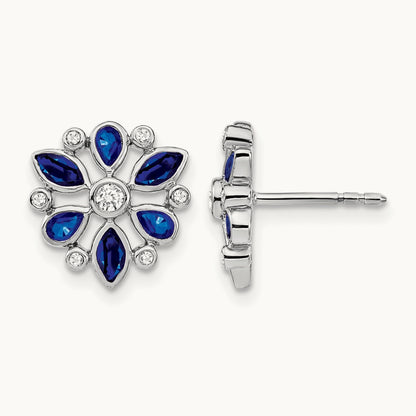 Sapphire and Diamond Post Earrings — photo set