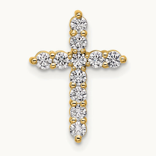 Cross Chain Slide Pendant, 0.50 ct tw Lab-Grown Diamond — 14K Yellow Gold