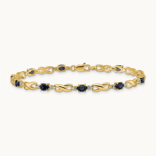 Diamond and Oval Sapphire Bracelet, 14K
