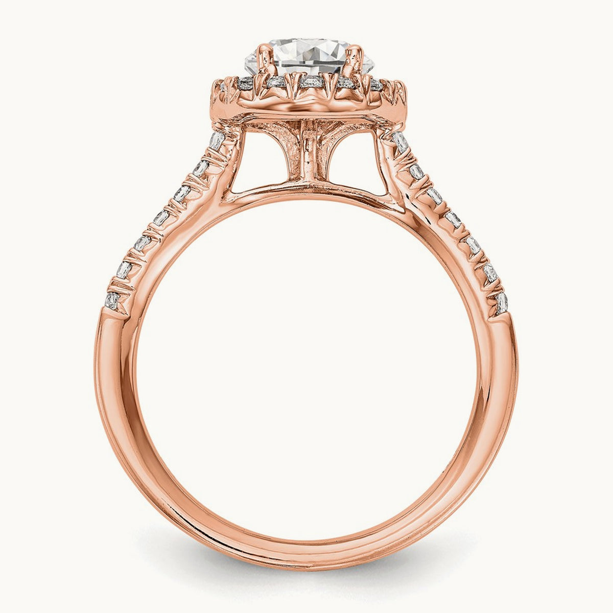 Semi-Mount Engagement Ring, 0.25-0.50 ct tw Lab-Grown Diamond — 1/3 ct (holds 1 ct center) · VS/SI (Great), 14K Rose Gold, 7