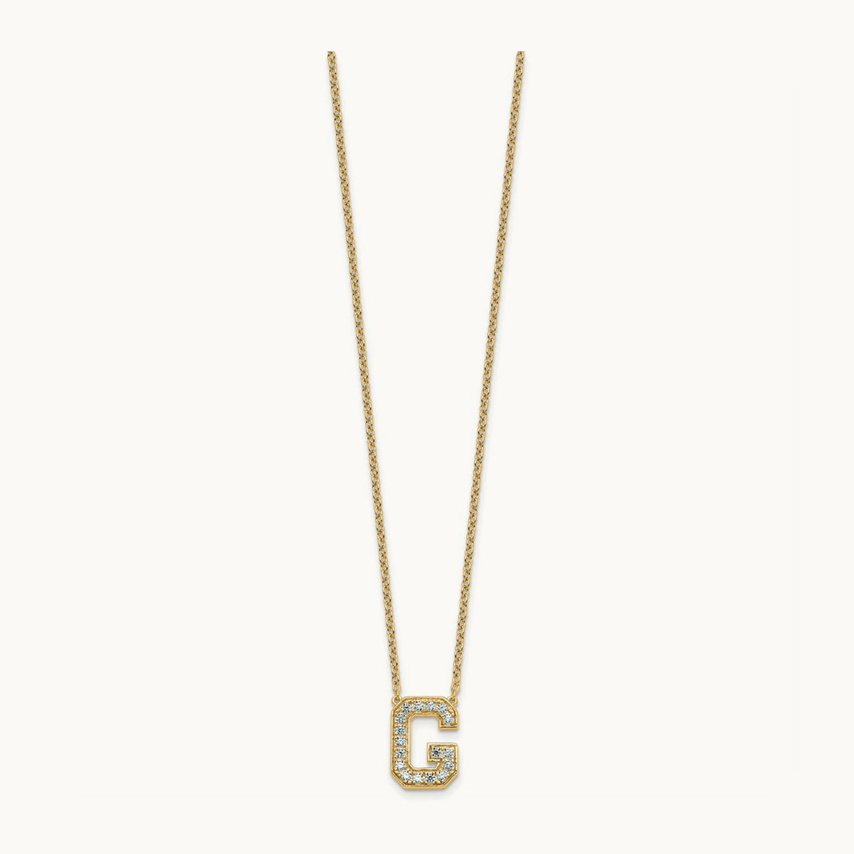 Initial Necklace — 14K Yellow Gold, G, 1/3 ct