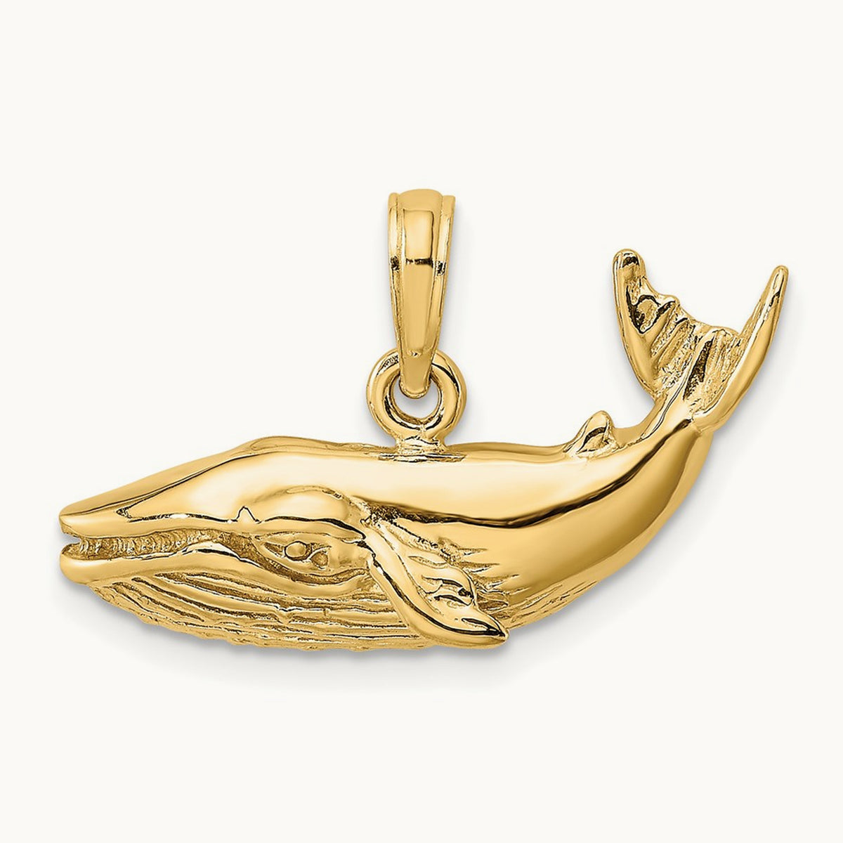 2-D Humpback Whale Charm, 14K