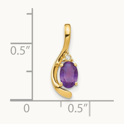 Amethyst and Diamond Pendant — 14K Yellow Gold
