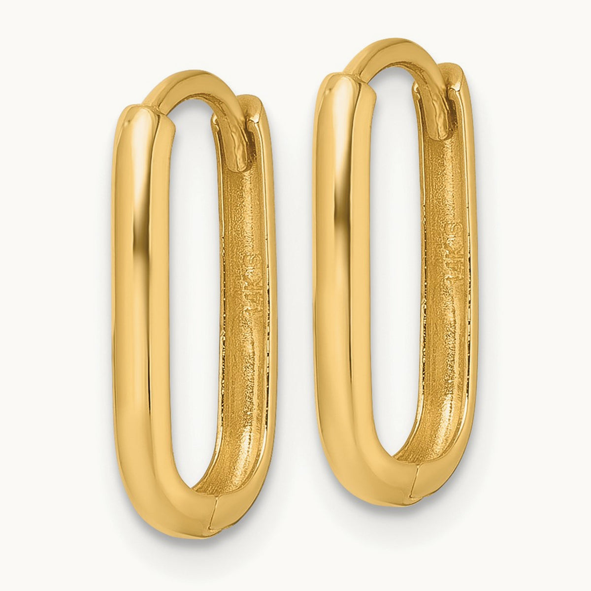 Polished Oval Hinged Hoop Earrings — 14K Yellow Gold, 16.2mm