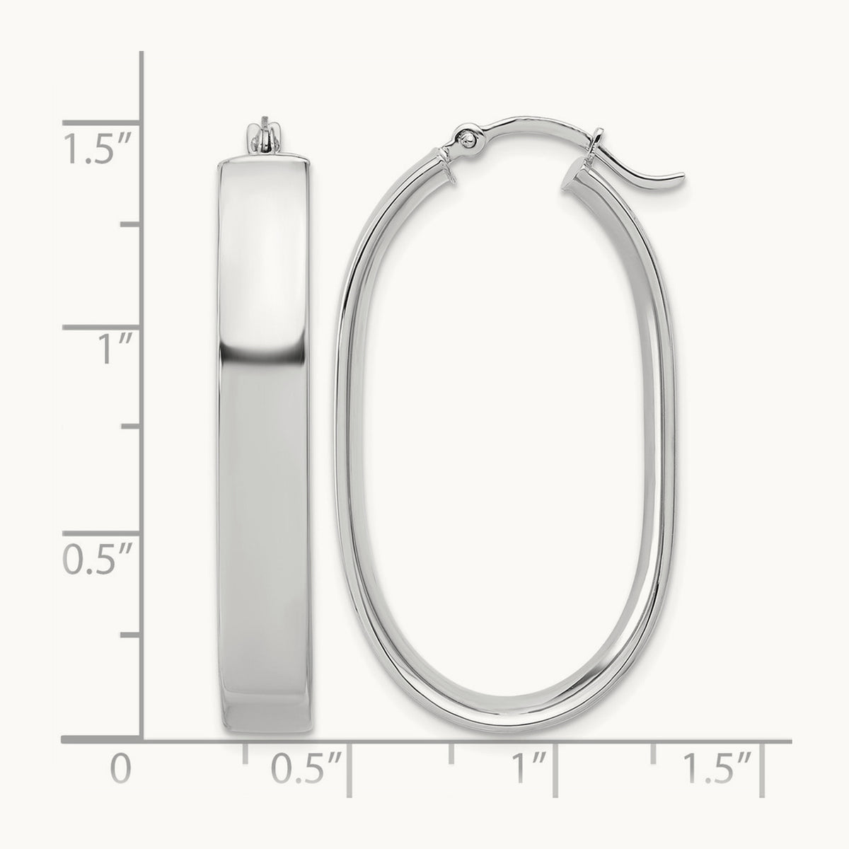 Oval Hoop Earrings — 14K White Gold