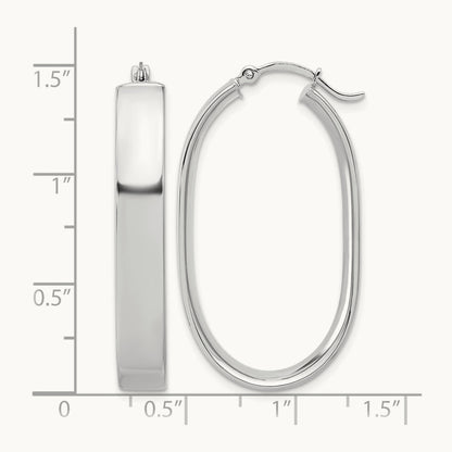 Oval Hoop Earrings — 14K White Gold