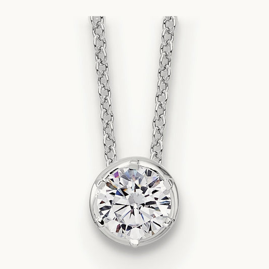 Solitaire Slide Necklace, 0.50-1.00 ct tw Lab-Grown Diamond — 1/2 ct, 14K White Gold