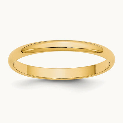 Lightweight Half Round Band, 2.5mm, 10K Yellow Gold