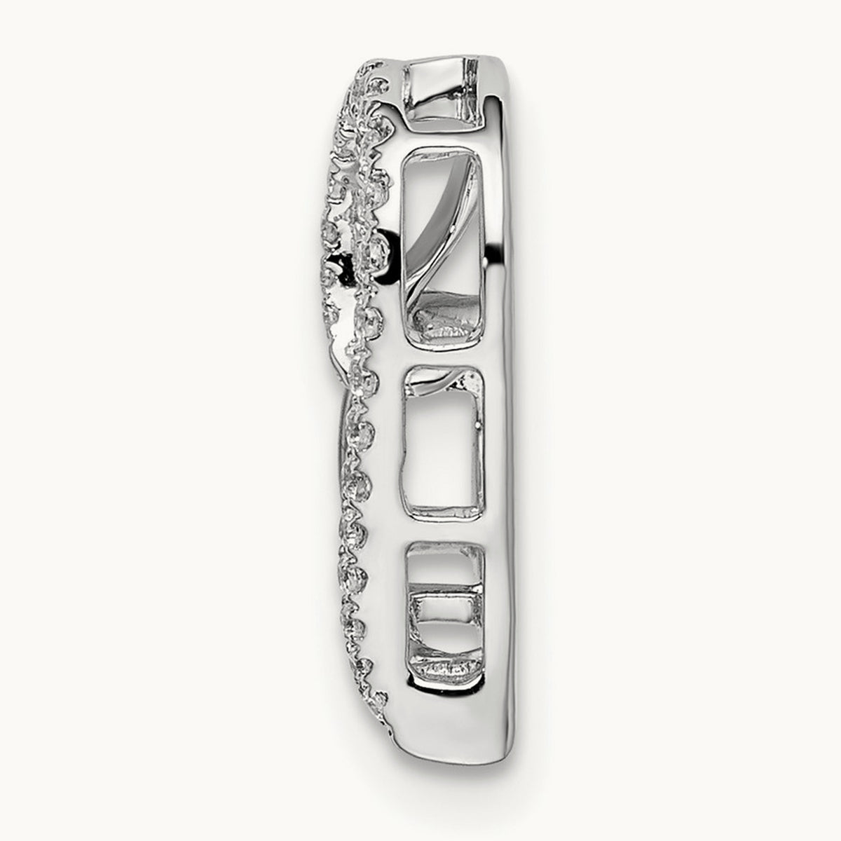 Diamond Heart Chain Slide, 14K White Gold