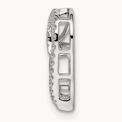 Diamond Heart Chain Slide, 14K White Gold