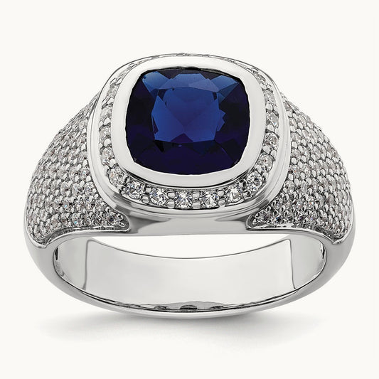 Created Blue Sapphire Men, 1.00 ct tw Lab-Grown Diamond