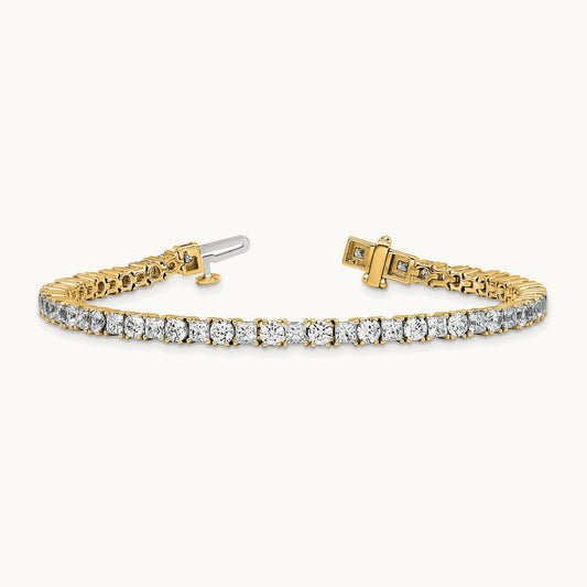 Princess/Round Tennis Bracelet, 7.00 ct tw Lab-Grown Diamond — 14K Yellow Gold