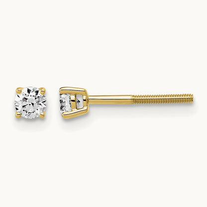 Lightweight Screwback Earrings, 0.25-4.00 ct tw Lab-Grown Diamond — 1/4 ct, 14K Yellow Gold
