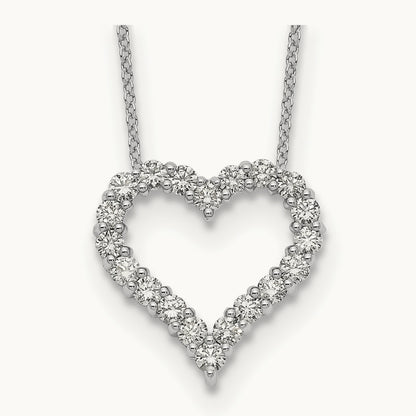 Diamond Heart 18 inch Necklace, 14K White Gold