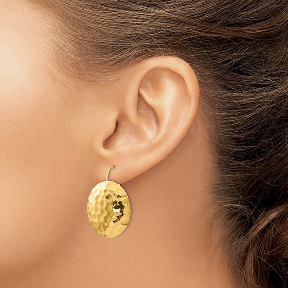 Hammered Circle Earrings — 29mm