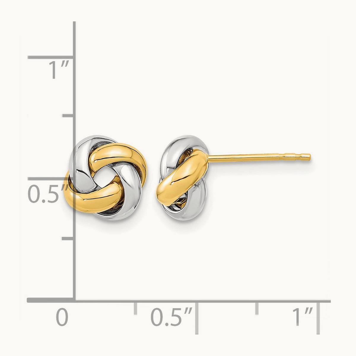 Polished Love Knot Post Earrings — 14K Two-Tone Gold, 8mm