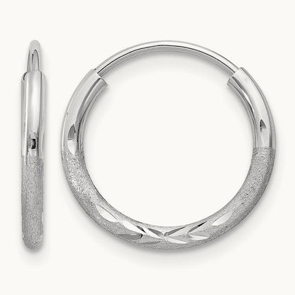 Diamond-cut Endless Hoop Earrings — 12mm, 1.5mm