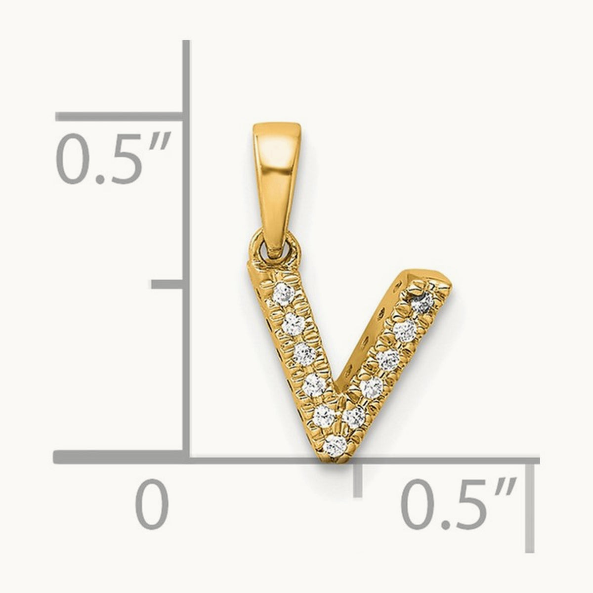 Diamond Initial with Bail Pendant — 14K Yellow Gold, V