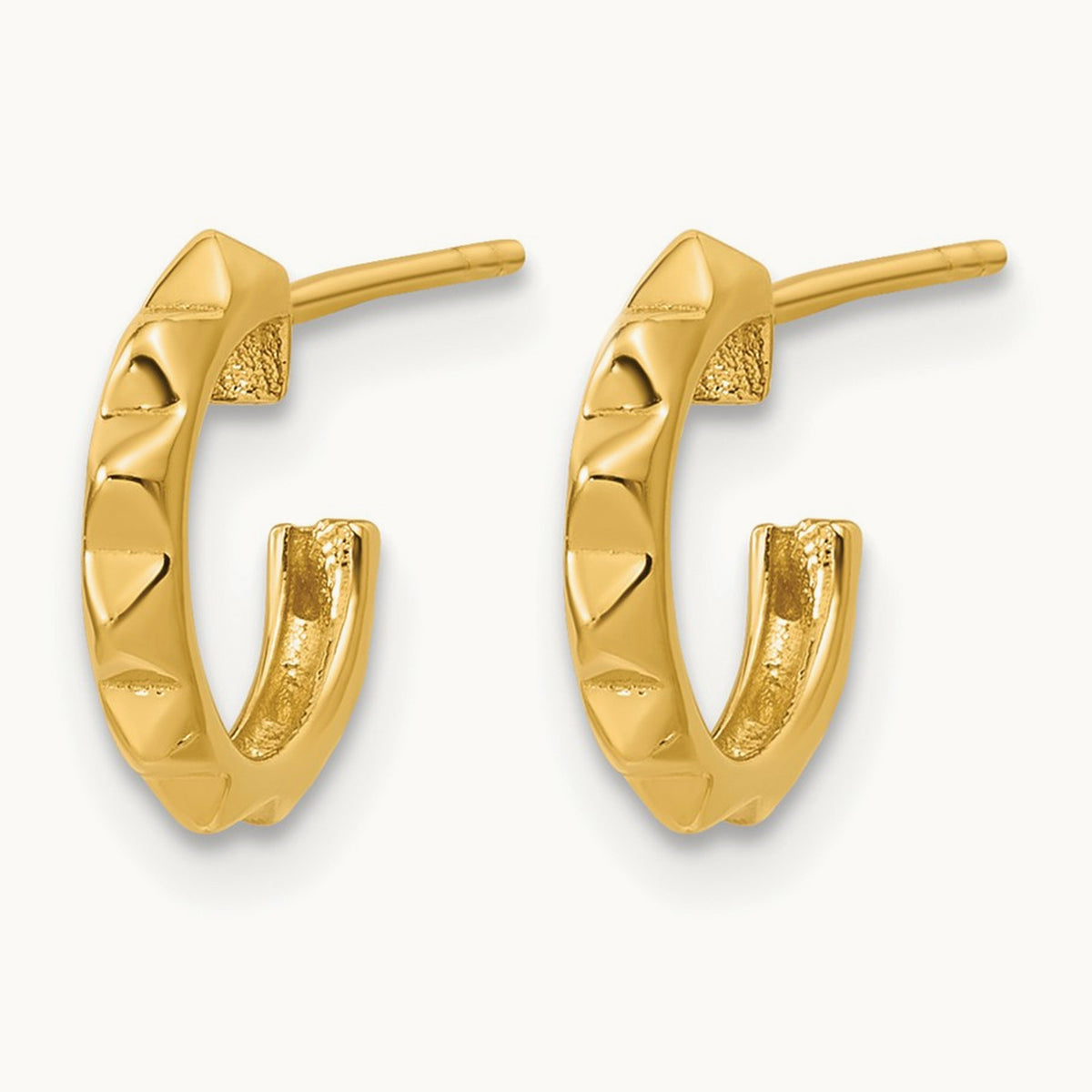 Polished Geometric C-Hoop Post Earrings, 14K — Leslie's