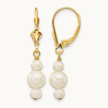 3- & 5-5.5mm Semi-Round FWC Pearl Leverback Dangle Earrings, 3.5mm, 14K