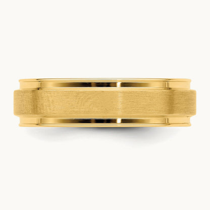 Light Comfort Fit Brush Satin Fancy Band, 14K Yellow Gold