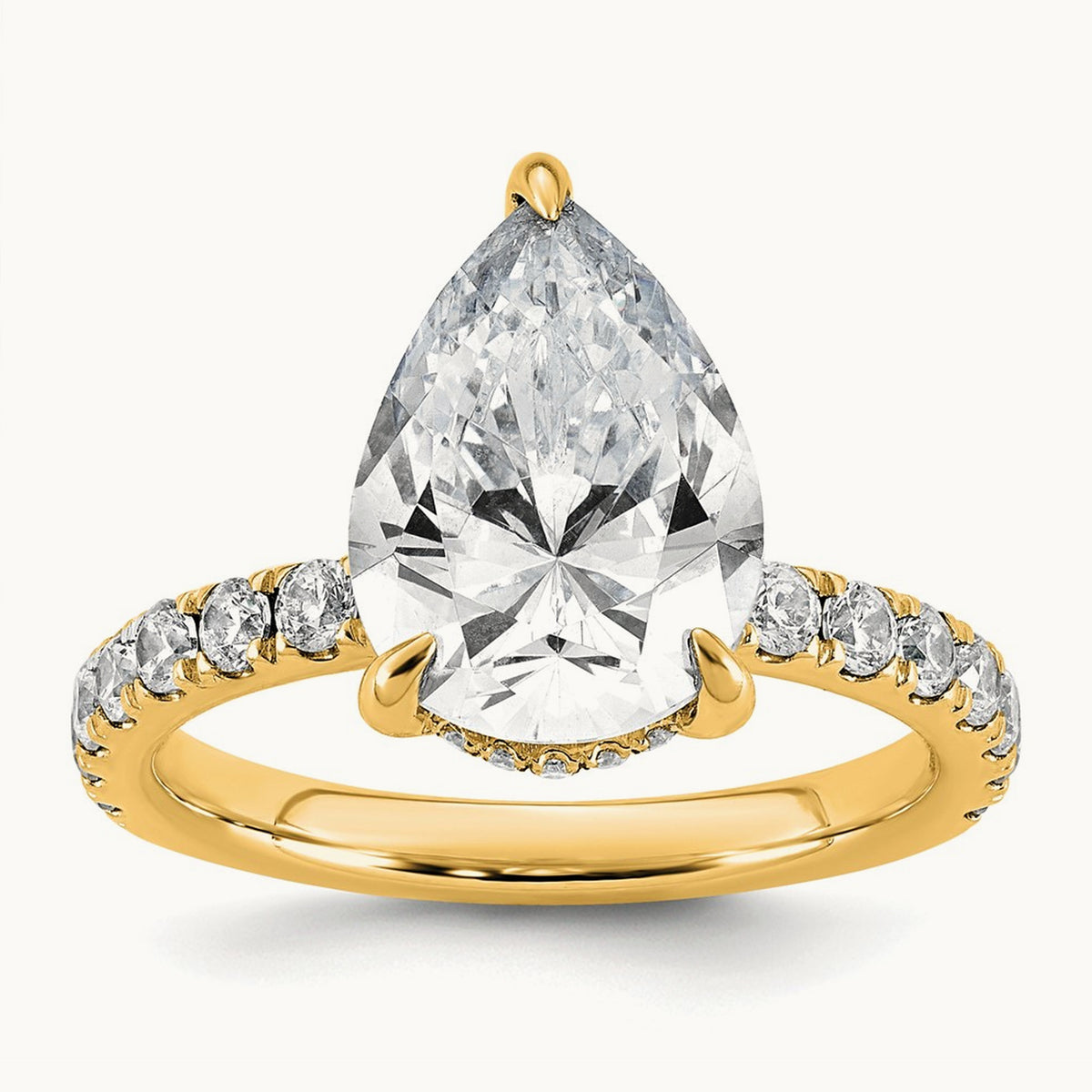 Pear Solitaire Engagement Ring, 1.25-4.75 ct tw Lab-Grown Diamond — 4 3/4 ct, 14K Yellow Gold