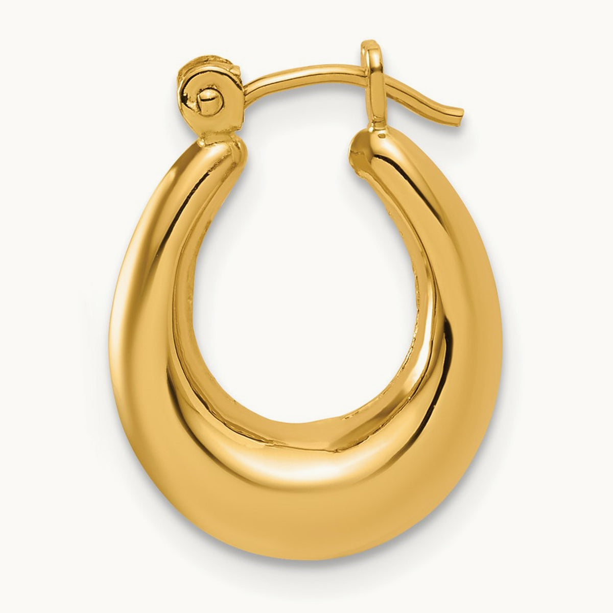 Single 14k Polished Oval Hollow Hoop Earring