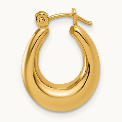 Single 14k Polished Oval Hollow Hoop Earring