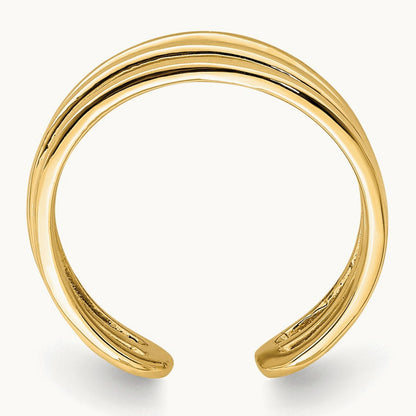 Polished 3 Row Toe Ring, 14K