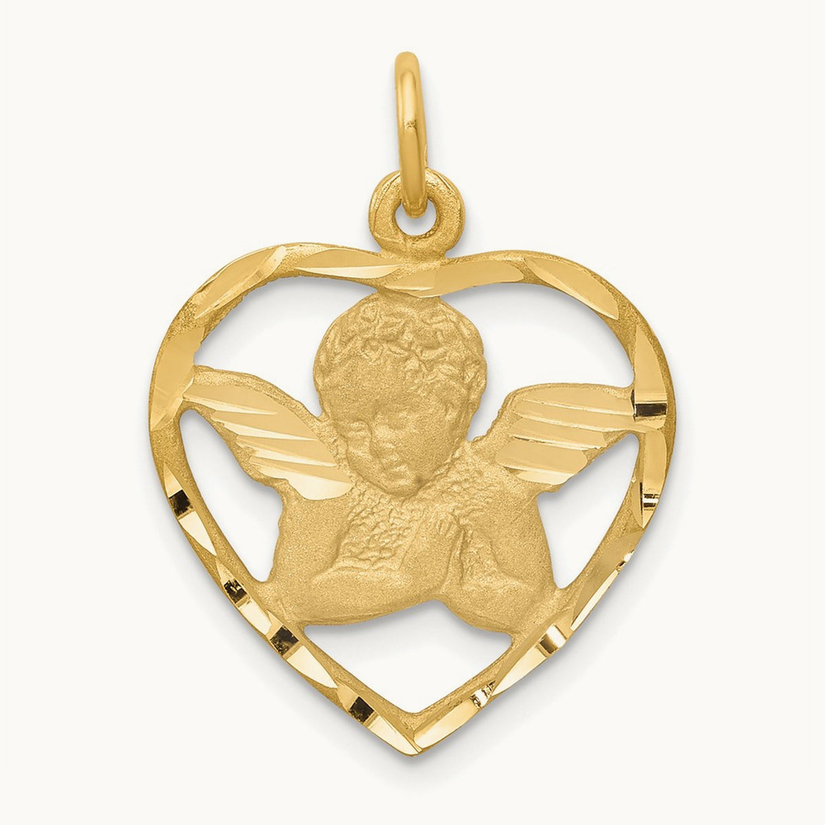 Angel in Heart Charm — 14K Yellow Gold