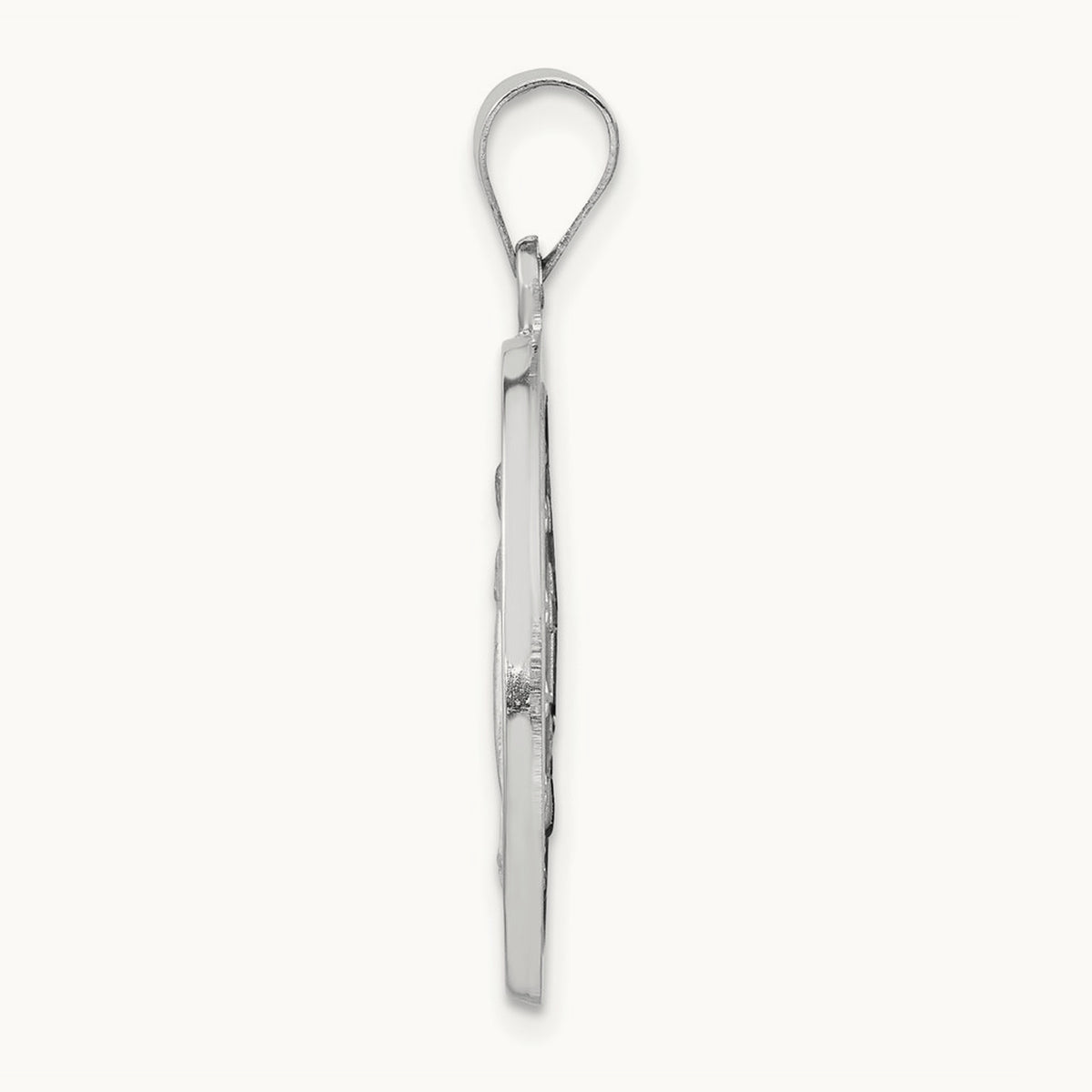 Polished / Satin Miraculous Medal Hollow Pendant, 14K White Gold