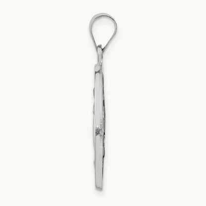 Polished / Satin Miraculous Medal Hollow Pendant, 14K White Gold