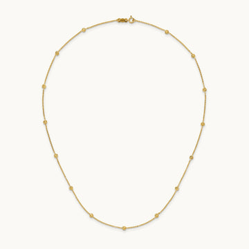 Polished Diamond-cut Tiny Puffed Circles 15-Station Necklace, 14K